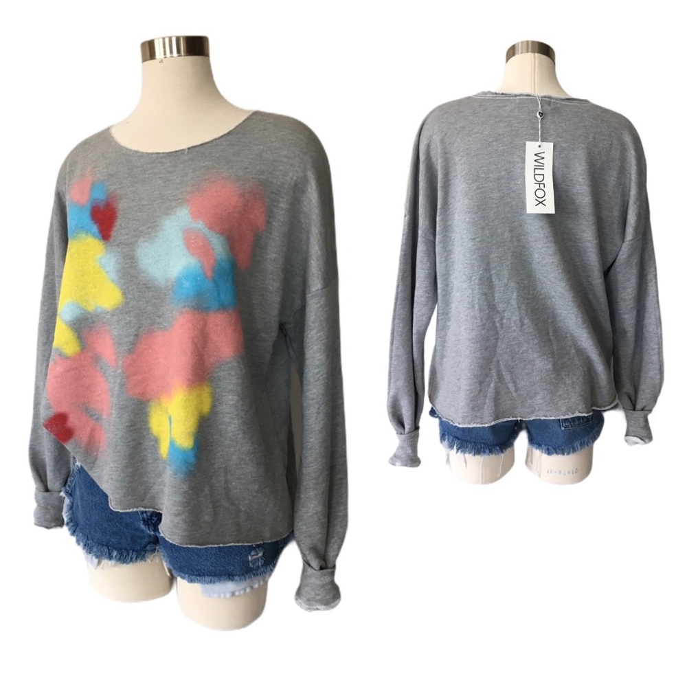 Wildfox body paint terry off shoulder sweater